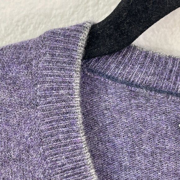 BRUNELLO CUCINELLI Mens 54 Purple V Neck 100% Cashmere Sweater *FLAW* - Picture 10 of 11